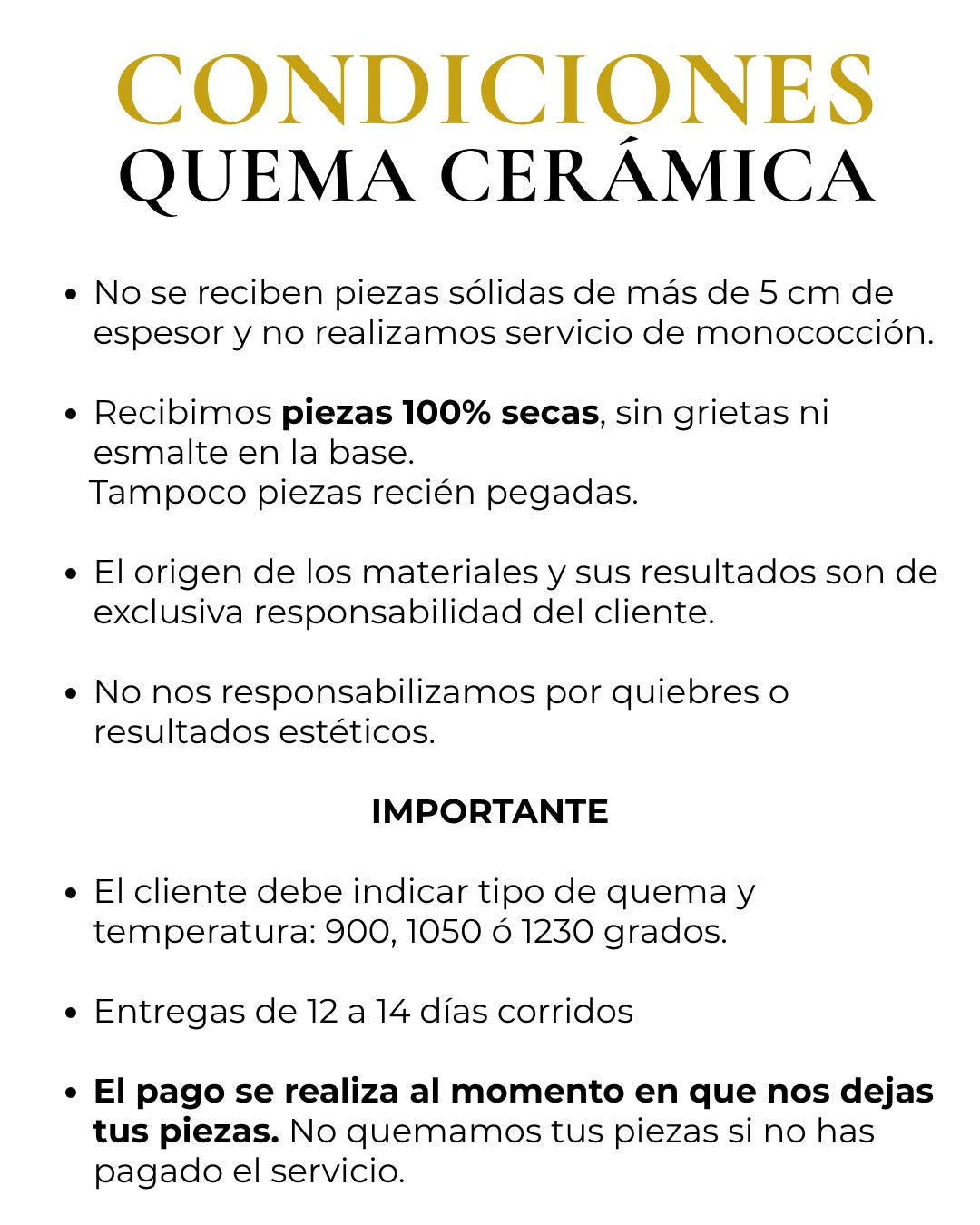 SERVICIO DE QUEMA CERÁMICA